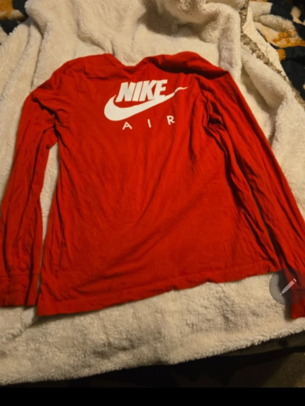 t070126 Air Jordan Shirt Men's Medium Red Long Sleeve Slam Logo Nike Pullover Sh